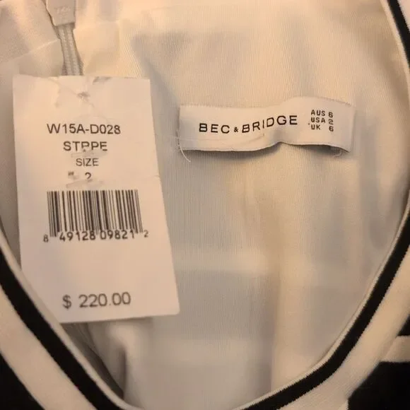 Bec & Bridge black and white striped bodycon cut out dress size 2 Bec & Bridge black and white striped bodycon cut out dress size 2